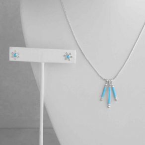 Liquid Silver Sonoran Beauty Turquoise Necklace & Earring Set FJBAR2107