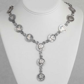 Sterling Silver Coin Necklace FJN2874