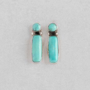Handmade Tyrone Turquoise Sterling Silver Earrings  FJE2636