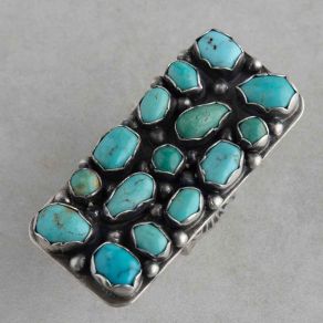 Carico Lake Turquoise Handmade Sterling Silver Cluster Ring FJR2220