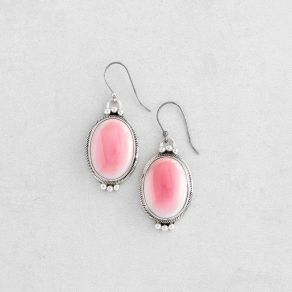 Sterling Silver Pink Conch Earrings FJE2463
