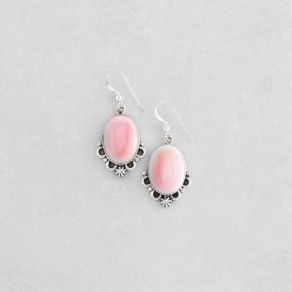 Sterling Silver Pink Conch Earrings FJE2494