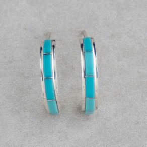Campitos Turquoise Inlay Hoop Earrings FJE2230
