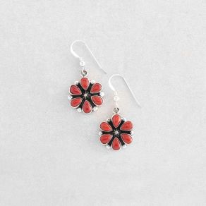 Red Coral Cluster Earrings FJE2183