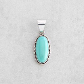 Hadnmade Sterling Silver Campitos Turquoise Pendant FJP2631