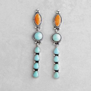 Campitos Turquoise and Spiny Oyster Earrings FJE2103