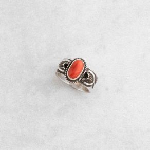 Sterling Silver and Red Coral Ring FJR2729