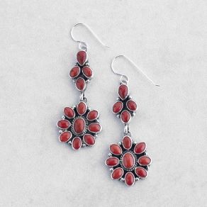 Red Coral Cluster Earrings FJE2272