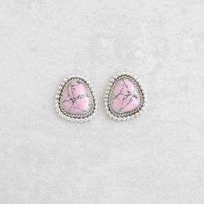 Pink Rhodonite Sterling Silver Post Earrings FJE2510