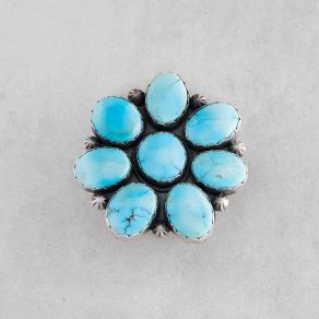 Navajo Handmade Prince Turquoise Cluster Ring FJR2574