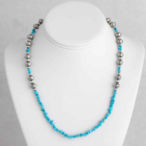 Sterling Silver OxyBead© & Kingman Turquoise Necklace FJN2611