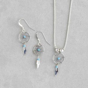 Sterling Silver Peace Necklace & Earring Set FJBAR2349