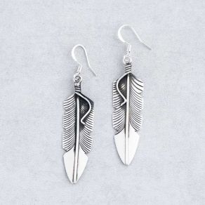 Sterling Silver Feather Earrings FJE2294