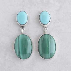 Sterling Silver Campitos & Chrysocolla Earrings FJE2327