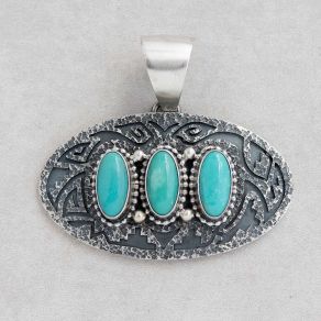 Oxidized Sterling Silver Campitos Turquoise Pendant FJP2275