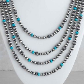 Sterling Silver OxyBead© & Kingman Turquoise Necklace FJN2534