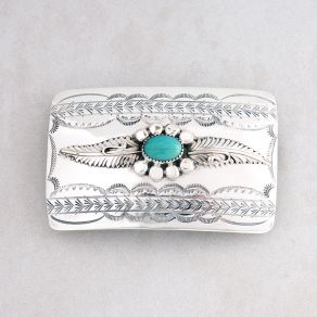 Handmade,Sterling Silver Tyrone Turquoise Buckle FJBAR2425