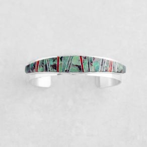 Turquoise & Spiny Oyster Shell Inlay Cuff FJB2936
