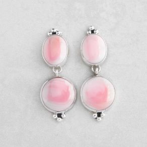 Sterling Silver Pink Conch Earrings FJE2844
