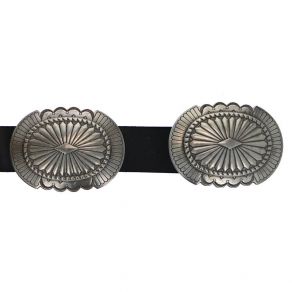 Leather and Nickle Link Concho Belt