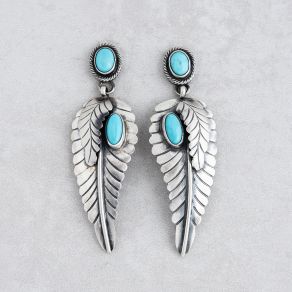 Campitos Turquoise Feather Earrings FJE2104