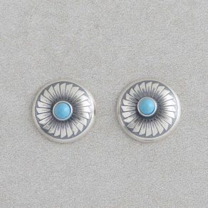 Campitos Turquoise Post Concho Earrings FJE2435