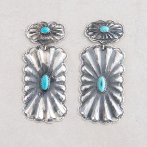 Sterling Silver Turquoise Repoussé Earrings FJE2419