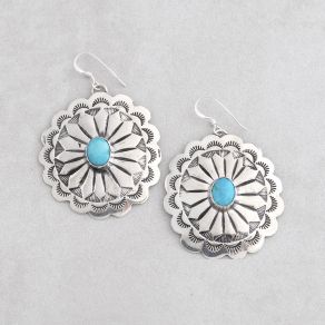 Sterling Silver Stamped Disc Earrings FJE2408